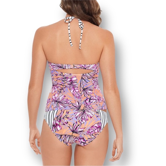 Salt + Cove LILAC MULTI Hawaii Printed 2-piece High-Neck Cutout Halter Tankini - Picture 3 of 12